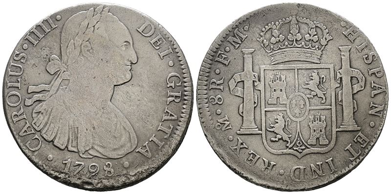 Messico. Citta' del Messico. Carlo IV. 8 Reales 1798. Ag 25,17gr. Km# 109