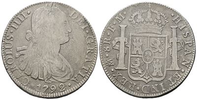Messico. Citta' del Messico. Carlo IV. 8 Reales 1792. Ag 25,70gr. Km# 109