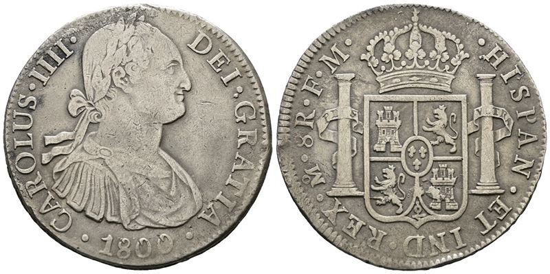 MESSICO. CITTA' DEL MESSICO. Carlo IV. 8 reales 1800. Ag 25,40gr. KM# 109