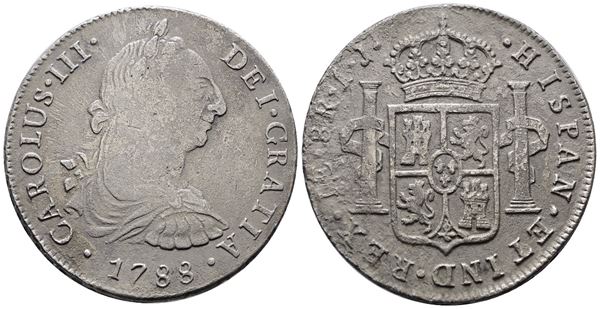 PERU'. LIMA. Carlo III di Borbone (1759-1788). 8 reales 1788. KM 78a; Ag; 24,53gr