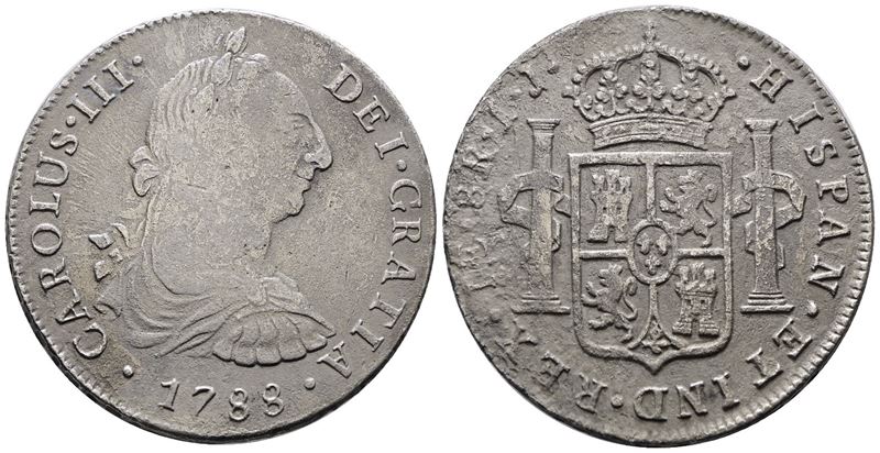 Peru'. Lima. Carlo III di Borbone (1759-1788). 8 Reales 1788. Km 78a; Ag; 24,53gr