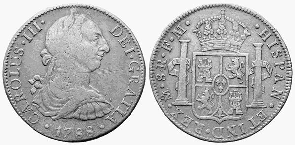 MESSICO. Carlo III di Borbone (1759-1788). 8 reales 1788 FM. Ag (25,89 g). Legg...