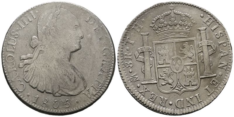 Messico. Citta' del Messico. Carlo IV. 8 Reales 1805. Ag 25,53gr. Km# 109