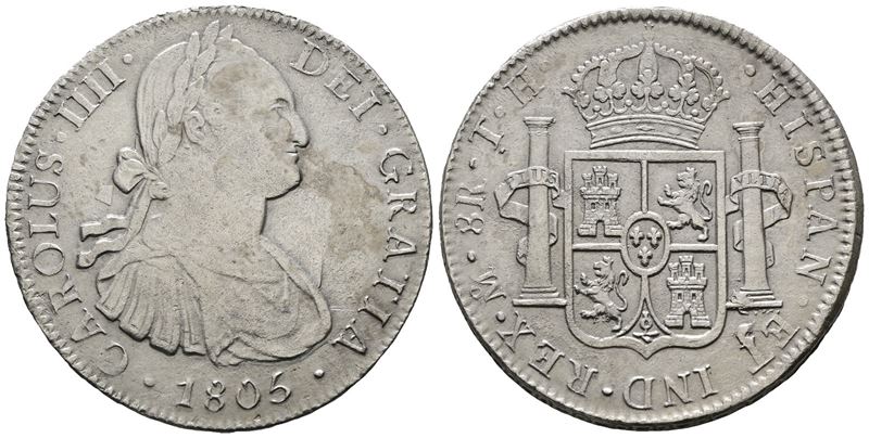 Messico. Citta' del Messico. Carlo IV. 8 Reales 1805. Ag 25,83gr. Km# 109