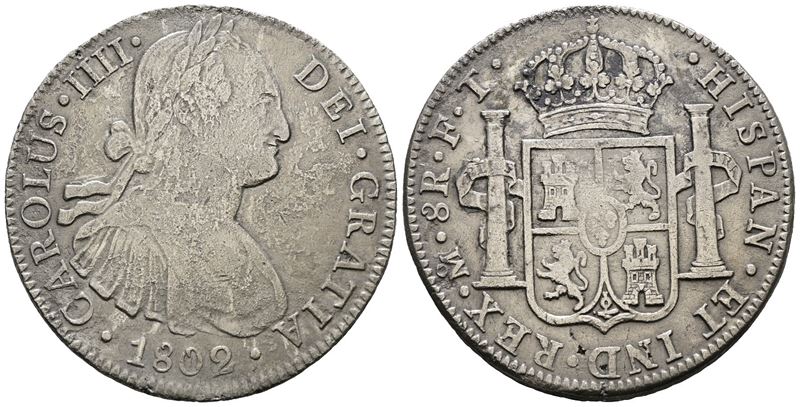 Messico. Citta' del Messico. Carlo IV. 8 Reales 1802. Ag 25,40gr. Km# 109