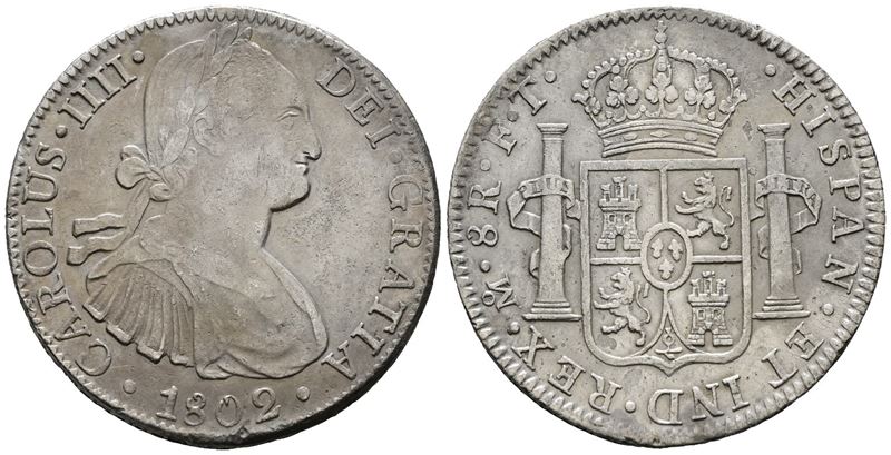 MESSICO. CITTA' DEL MESSICO. Carlo IV. 8 reales 1802. Ag 26,11gr. KM# 109
