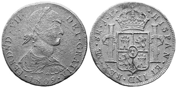 PERU'. Carlo IV di Borbone (1788-1808). 8 reales 1809 Lima JI. Ag. (25,39 g). B...