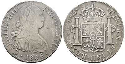 Messico, 8 Reales di Carlo IV, 1806, Argento, 25,90 g, KM# 109