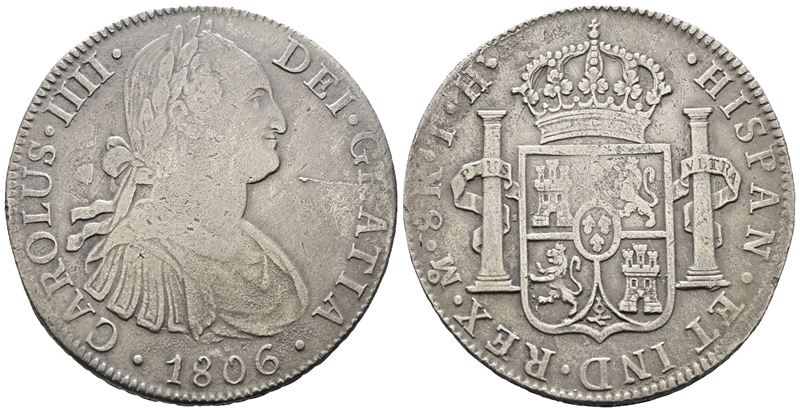 Messico. Citta' del Messico. Carlo IV. 8 Reales 1806. Ag 25,90gr. Km# 109