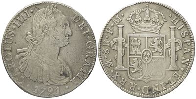 Messico. Citta' del Messico. Carlo IV. 8 Reales 1791. Ag 26,10gr. Km# 109