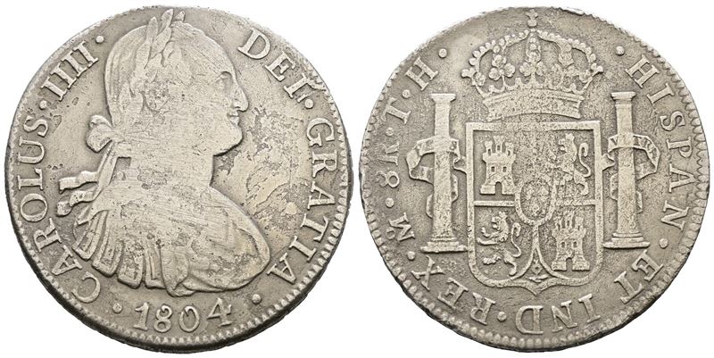 Messico. Citta' del Messico. Carlo IV. 8 Reales 1804. Ag 25,51gr. Km# 109