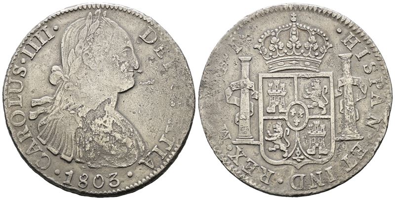 Messico. Citta' del Messico. Carlo IV. 8 Reales 1803. Ag 25,81gr. Km# 109