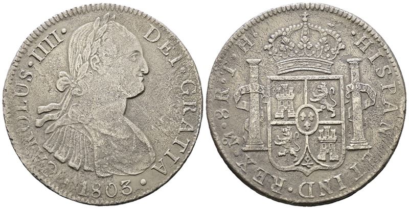 MESSICO. CITTA' DEL MESSICO. Carlo IV. 8 reales 1803. Ag 25,24gr. KM# 109