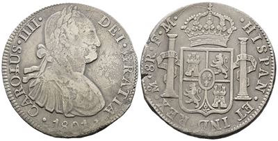 Messico. Citta' del Messico. Carlo IV. 8 Reales 1801. Ag 25,34gr. Km# 109