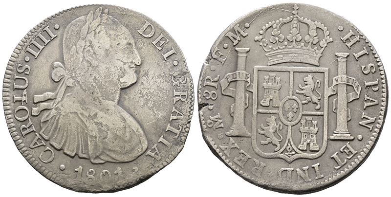 Messico. Citta' del Messico. Carlo IV. 8 Reales 1801. Ag 25,34gr. Km# 109
