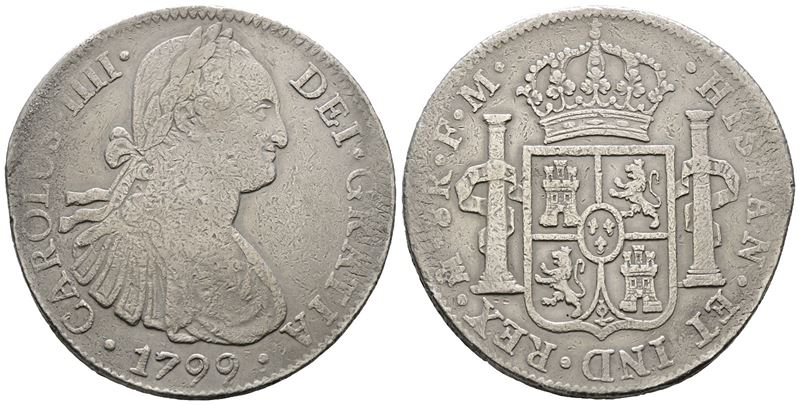 MESSICO. CITTA' DEL MESSICO. Carlo IV. 8 reales 1799. Ag 26,10gr. KM# 109