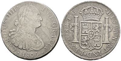 Carlo IV, 8 Reales 1805, Città del Messico, Argento 26,21 g, KM# 109