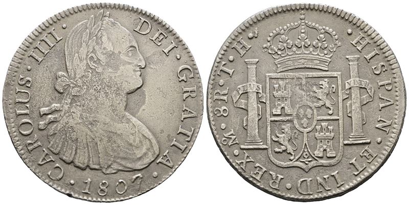 MESSICO. CITTA' DEL MESSICO. Carlo IV. 8 reales 1807. Ag 25,25gr. KM# 109