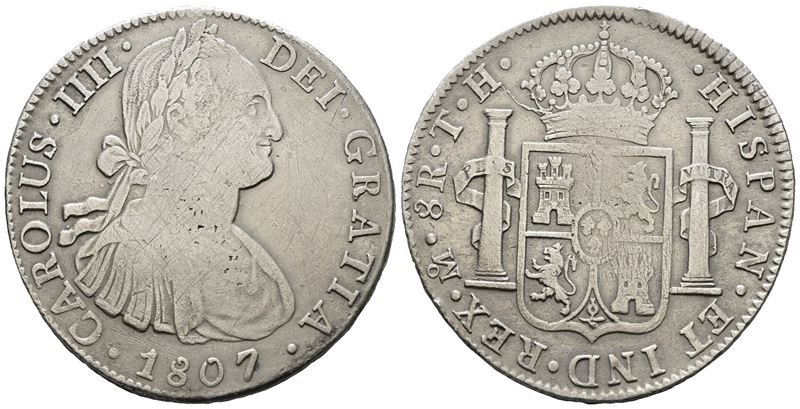 MESSICO. CITTA' DEL MESSICO. Carlo IV. 8 reales 1807. Ag 25,55gr. KM# 109