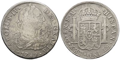Messico. Citta' del Messico. Carlo IV. 8 Reales 1789. Ag 25,55gr. Km# 109