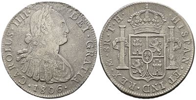 Messico. Citta' del Messico. Carlo IV. 8 Reales 1806. Ag 24,95gr. Km# 109