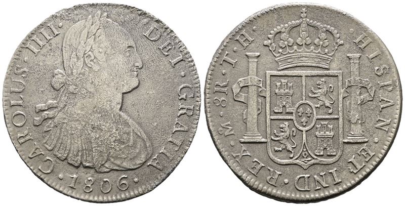 Messico. Citta' del Messico. Carlo IV. 8 Reales 1806. Ag 24,95gr. Km# 109