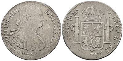 Messico. Citta' del Messico. Carlo IV. 8 Reales 1800. Ag 26,02gr. Km# 109
