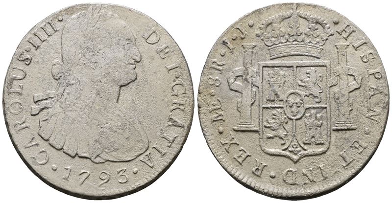 Messico. Citta' del Messico. Carlo IV. 8 Reales 1793. Ag 24,42gr. Km# 109