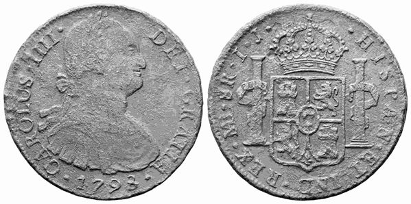 PERU'. Carlo IV di Borbone (1788-1808). 8 reales 1798 Lima IJ. Ag (25,13 g). MB...  - Asta Monete e medaglie moderne Italiane ed Estere - Bertolami Fine Art - Casa d'Aste