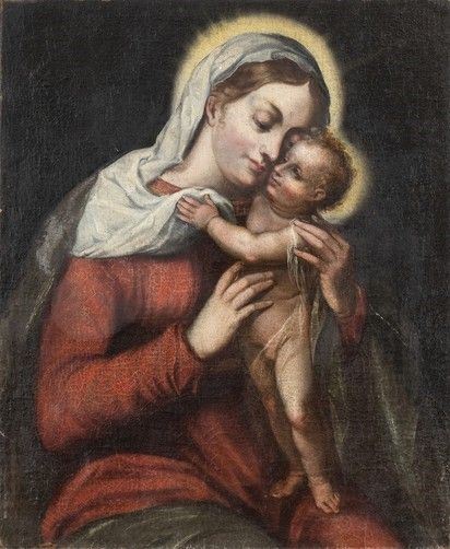 Madonna con Bambino...  - Auction Dipinti, disegni e sculture dal XV al XIX secolo. - Bertolami Fine Art - Casa d'Aste