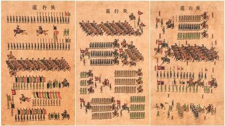 TRE SCENE DI CORTEO
Corea, dinastia Joseon (1392-1910), XIX secolo...  - Asta Arte Asiatica e Tribale - Bertolami Fine Art - Casa d'Aste