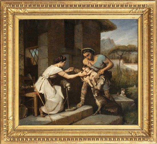 HENRI FREDERIC SCHOPIN (Lubecca, 1804 - Montigny-sur-Loing, 1880) - Ritrovamento di Romolo e Remo...