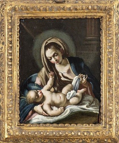 Scuola napoletana, prima met&#224; XVII secolo - Madonna con Bambino...
