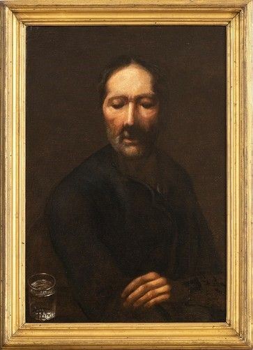 Ritratto di uomo barbuto con bicchiere...  - Auction Dipinti, disegni e sculture dal XV al XIX secolo. - Bertolami Fine Art - Casa d'Aste