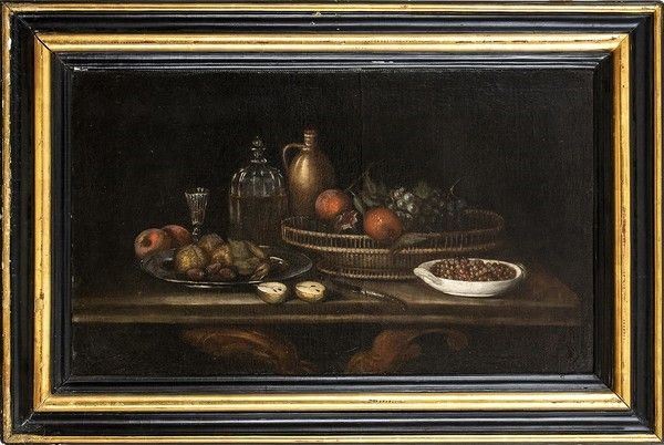 AMBITO DI FRANCISCO DE ZURBARAN (Fuente de Cantos, 1598 - Madrid, 1664) - Natura morta di frutta ...