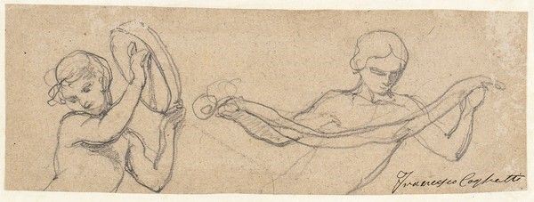 FRANCESCO COGHETTI (Bergamo, 1801 - Roma, 1875) - Studio di due fanciulle...