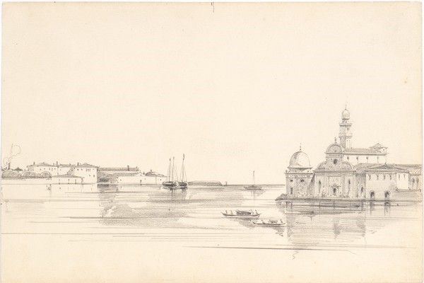 Artista veneziano, XIX-XX secolo - Veduta della laguna con San Michele in isola...
