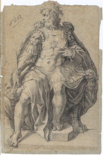 Figura di sovrano in armatura assiso in trono...  - Asta Dipinti, disegni e sculture dal XV al XIX secolo. - Bertolami Fine Art - Casa d'Aste