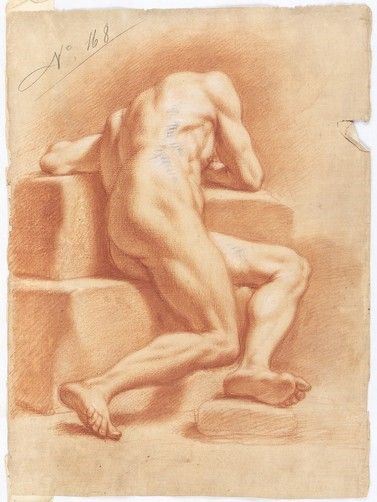Studio di nudo accademico di schiena...  - Auction Dipinti, disegni e sculture dal XV al XIX secolo. - Bertolami Fine Art - Casa d'Aste