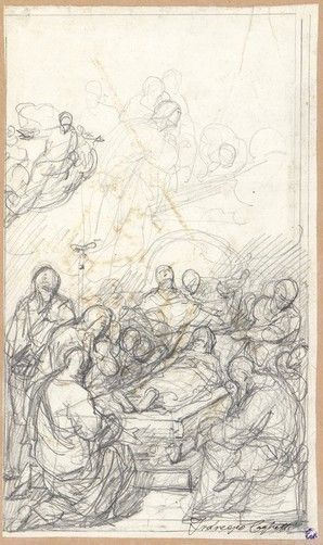 FRANCESCO COGHETTI (Bergamo, 1801 - Roma, 1875) - Studio per la morte della Vergine...