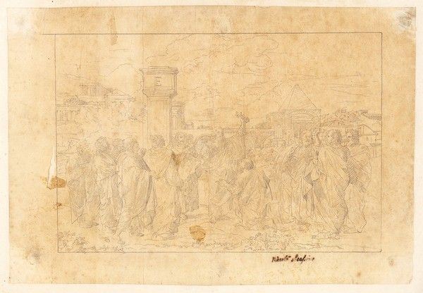 Artista neoclassico, XIX secolo - Studio di composizione per una Consegna delle Chiavi...