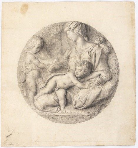 FILIPPO AGRICOLA (Roma, 1795 - 1857), ATTRIBUITO - Figura femminile seduta con due putti...