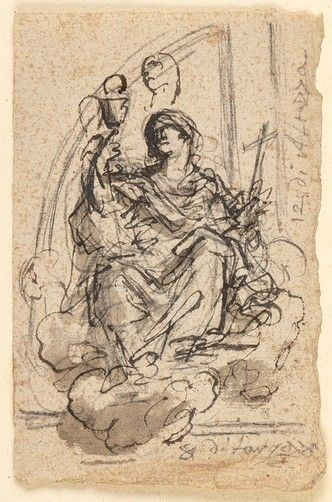 Recto: Studio per una figura allegorica della Fede. 
Verso: Ritratto di giurist...