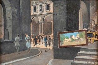 ANTONIO MORETTI (Milano, 1881 - Roma, 1965) : Loggia dei mercanti di Milano...  - Auction Arte moderna e contemporanea. Dipinti, disegni, sculture e stampe d'autore del XIX e del XX secolo - Bertolami Fine Art - Casa d'Aste