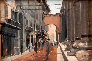 ANTONIO MORETTI (Milano, 1881 - Roma, 1965) : Paesaggio urbano ...  - Auction Arte moderna e contemporanea. Dipinti, disegni, sculture e stampe d'autore del XIX e del XX secolo - Bertolami Fine Art - Casa d'Aste