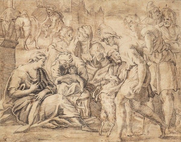 Scuola fiamminga, XVI - XVII secolo - Adorazione dei pastori (da Parmigianino)...