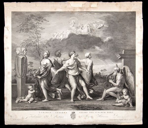 Stafano Tofanelli (1752-1812), da un dipinto di Nicolas Poussin : La danza delle ore...  (Stampe dal XV al XVIII secolo...)  - 650x565 mm - Auction STAMPE, LIBRI E CARTE GEOGRAFICHE  - Bertolami Fine Art - Casa d'Aste