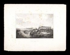 Salvatore Fergola : Veduta de Tempii de Pesto (Veduta del tempio di Pestum)...  - Auction Stampe antiche, moderne e carte geografiche - Bertolami Fine Art - Casa d'Aste