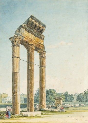 Carlo Labruzzi - Tempio dei Dioscuri al Foro romano...