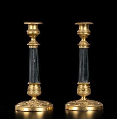 Coppia di candlestick...  - Auction MARIA PIA E AMINTORE FANFANI - Bertolami Fine Art - Casa d'Aste